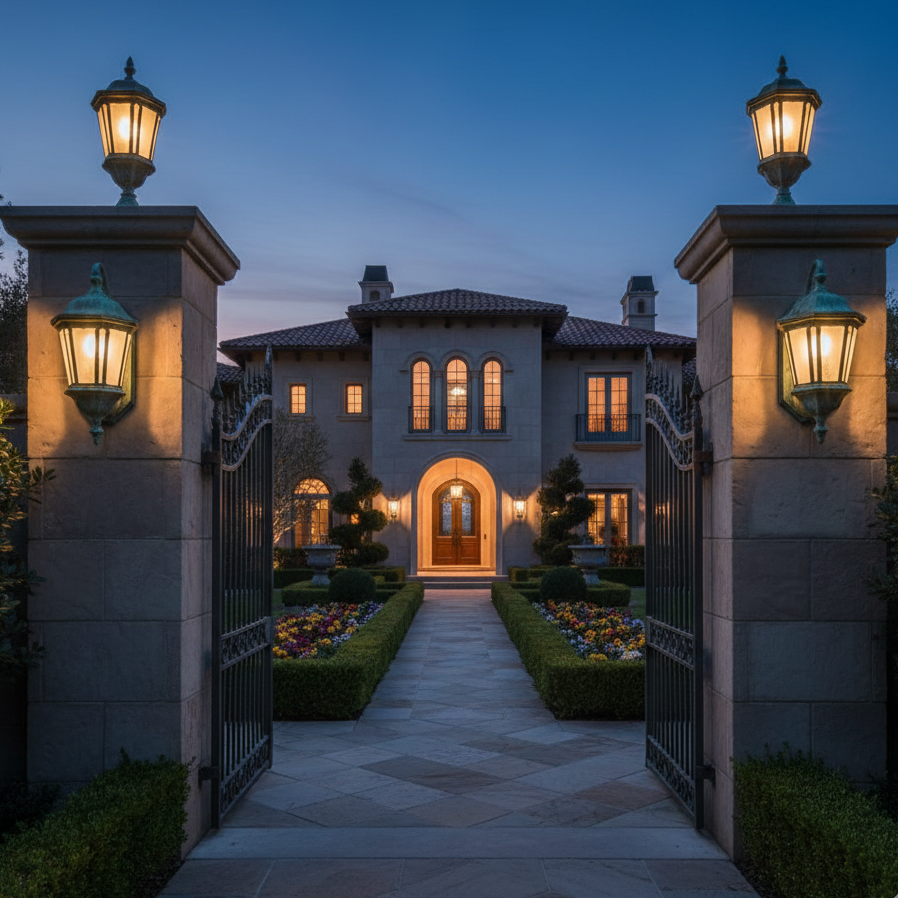 Antique Brass Gate Pillar Lights for Villa Entrance: Elevating Your Home’s First Impression
